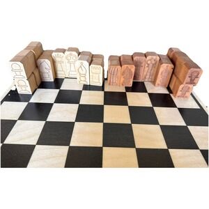 Maple Landmark Woodcraft Wood Chess Board & Pieces VTG New Vermont Oak Maple